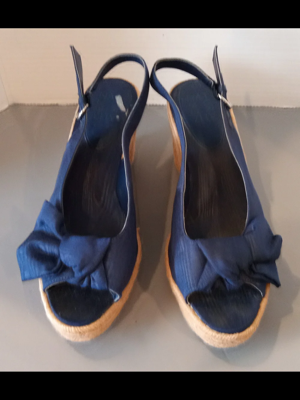 Naturalizer Navy Slingback Wedge Sandals with Bow Womens Size 9.5